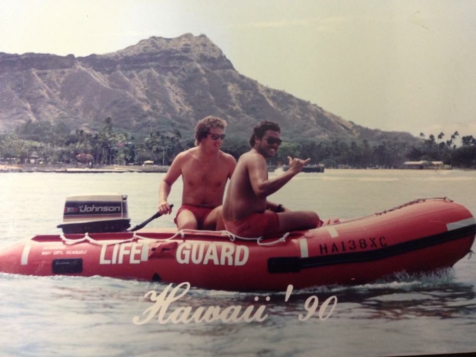 Lifeguards on a boat in front of Diamondhead